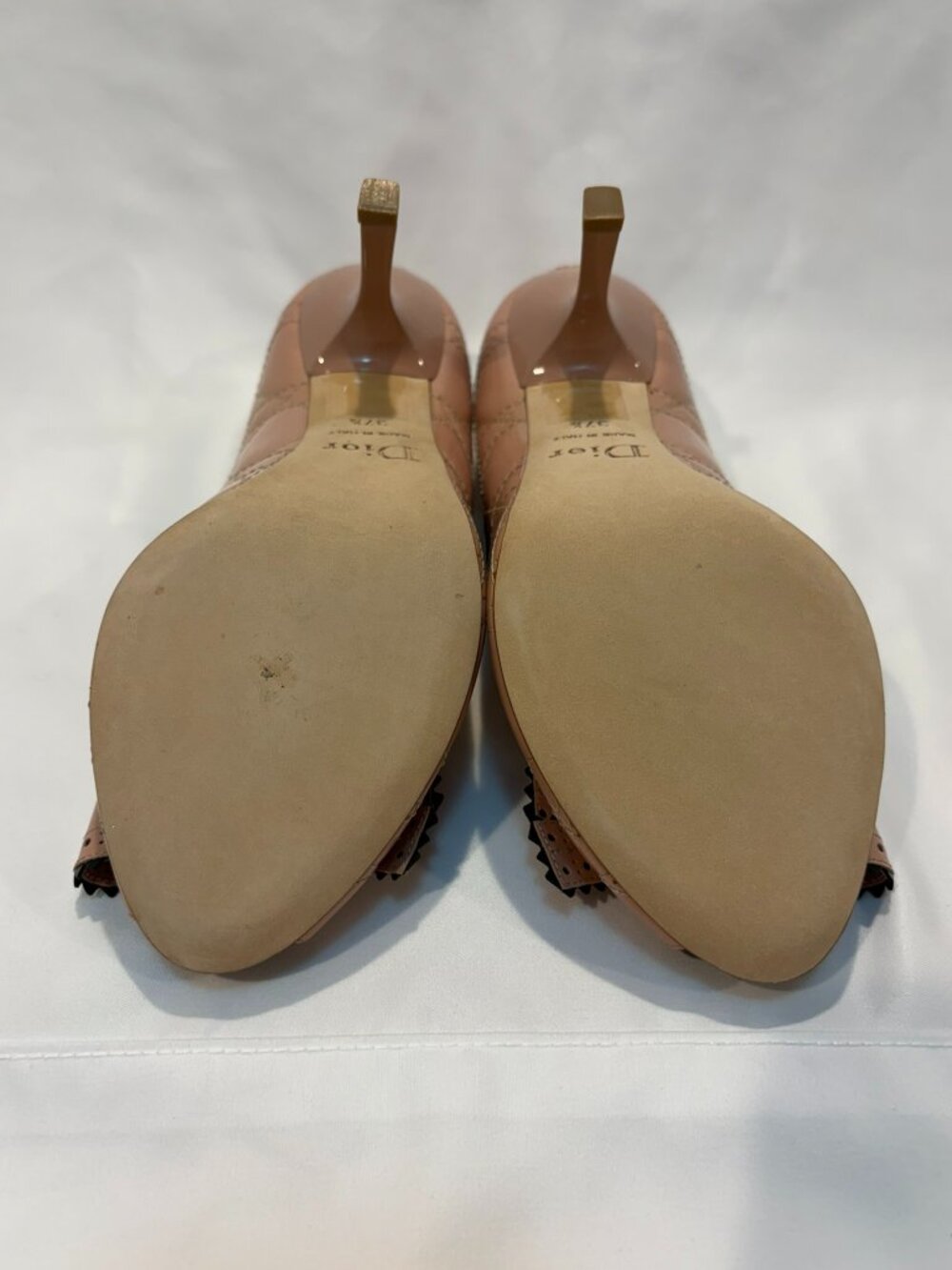 Christian Dior Patent Leather Quilted Heels Cannage Peep Toe 37.5 like New pumps - Picture 12 of 13